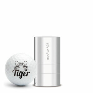 Golfballstempel AG25 mit eigenem Motiv – silbernes Aluminiumgehäuse